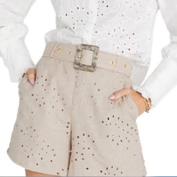 AQUABLU Pants - AQUABLU Carrington Eyelett Shorts High Waisted